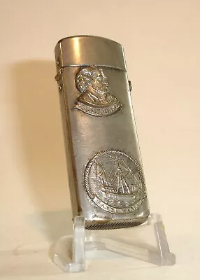 $7 • Buy ~ Vintage ~ MATCH SAFE CHRISTOPHER COLUMBUS & SANTA MARIA SHIP Tight Hinge & Lid