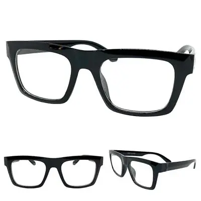 Men Classic Vintage Retro Style Clear Lens EYE GLASSES Large Black Optical Frame • $14.99