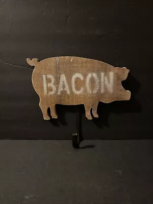 Farmhouse Wood Wall Décor Hook Pig Bacon Hobby Lobby Vintage Kitchen • $18