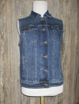 MERONA Womens Size XS Stretch Denim Button-Up Jean Jacket Vest • $14.99