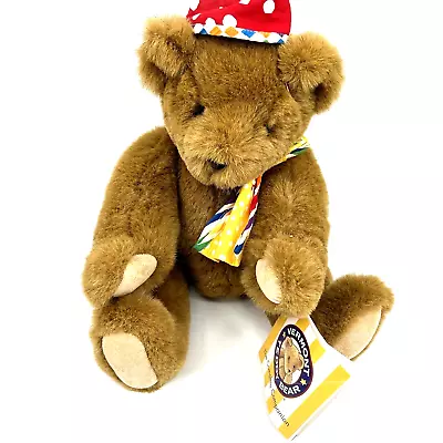 Vintage Vermont Teddy Bear Birthday Bear Brown Jointed Stuffed Animal Plush • $35