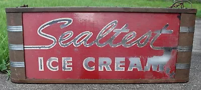 Vtg Sealtest Ice Cream Reverse Painted Glass Back Lighted Art Deco Bullnose Sign • $249.99