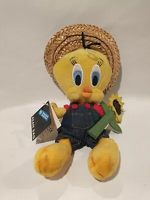 Warner Bros Tweety Sunflower Bean Bag Plush In Straw Hat And Overalls 9   • $17.49