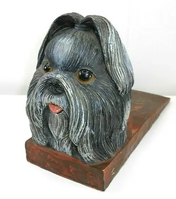 Vtg Maltese Dog Doorstop Wedge Weighted Carved Resin Door Holder Block Decor • $27.54