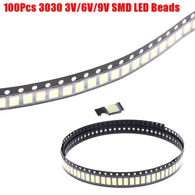$8.96 • Buy 100Pcs 3030 SMD LED Beads 1W 3V/6V/9V Cold White Light For TV LED Diodes!