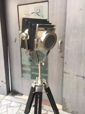 Vintage Chrome Spotlight Industrial Camera Searchlight Floor Lamp Living Gift • $270