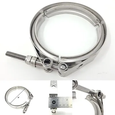 $12.99 • Buy 4  Exhaust V-Band Clamp Stainless Steel Turbo Downpipe 101.6 Mm Heavy Duty