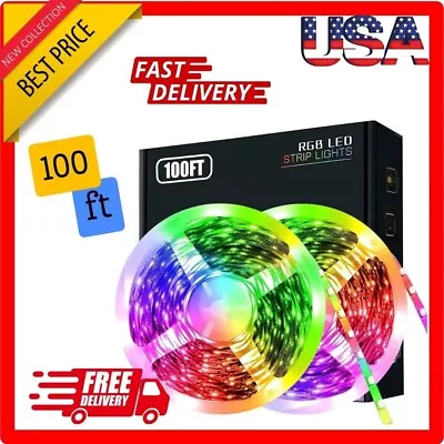 100 Ft LED Lights For Bedroom Music Sync Color Changing RGB LED Strip Rope Light • $14.99