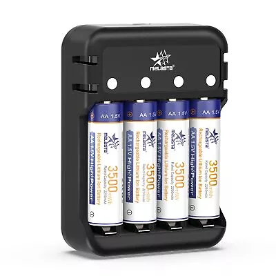 3500mWh Rechargeable AA Lithium Batteries With Charger 1.5V Constant Voltage... • $38.10