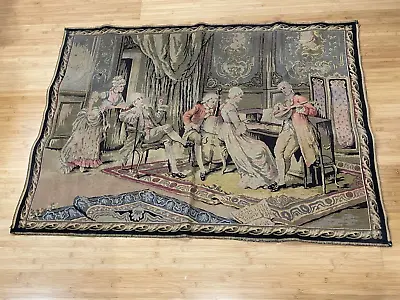 Vintage French Wall Hanging Tapestry W/ Figures Playing Musical Instruments • $225