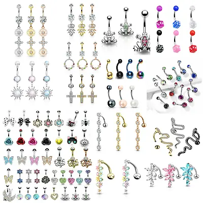 Assorted Pack Of 5 Belly Bars Wholesale Body Jewellery 5 Bars Choose Type • £2.99