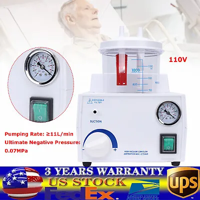 Suction Unit Vacuum Phlegm Medical Emergency Aspirator Machine Piston Pump 110V • $126.35