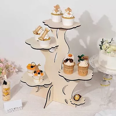 NATURAL 19  Wooden 5 Tier Cupcake Dessert DISPLAY STAND Tree Tower Party Events • $19.70