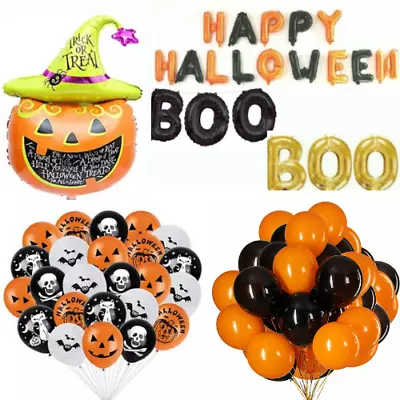 Happy Halloween Pumpkin Foil Balloons Decoration Trick Or Treat Spooky BOO Party • $21.09