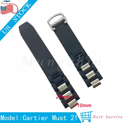 Fit Cartier MUST 21 Chronoscaph 2824 2424 Autoscaph 20*10mm Watch Band & Clasp • $21.12