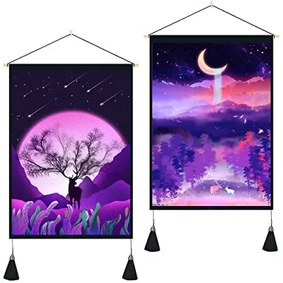 Pack Of 2 Tapestries Trippy Sun Moon Tapestry Mountain Forest Elk Tapestries ... • $23.73