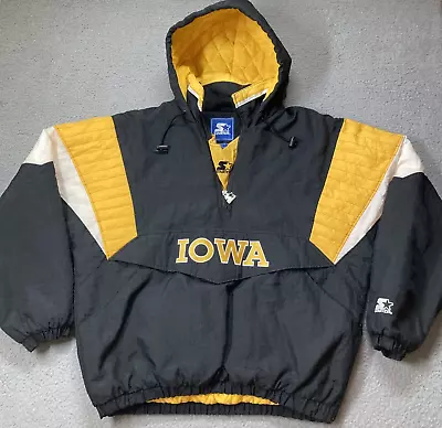 VTG 90s University Of Iowa Hawkeyes Starter Puffer Jacket XL Pull Over • $99.99