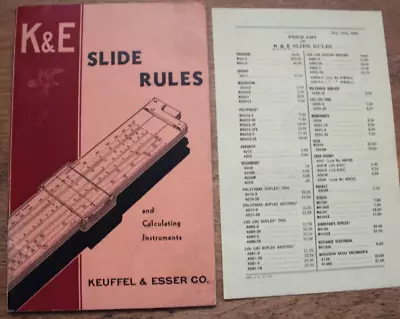 K+E CATALOG Keuffel & Esser 1939 Slide Rules & Calculating Instruments W/ Price • $8