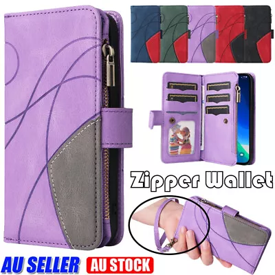 For IPhone 15 14 13 12 11 Pro MAX XS 8 Plus Wallet Case Zipper Magnet Flip Cover • $17.39