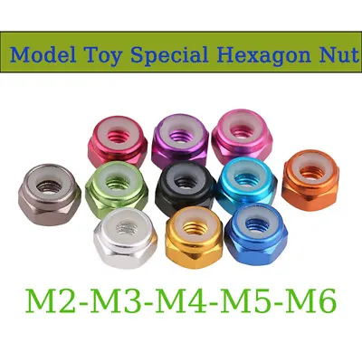 Hex Lock Nut Nylon-Insert Locknuts Aluminum Alloy Material Colorful M2 M3 M4 M5 • $1.85