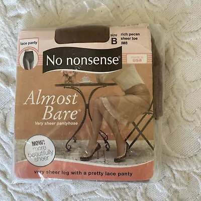 VTG New No Nonsense Almost Bare Lace Panty Sheer Leg Pantyhose-Size B Rich Pecan • $8