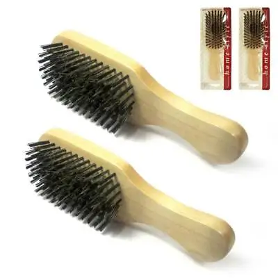 2 Men Hair Brush Boar Bristle Beard Mustache Comb Military Hard Wood Handle Palm • $10.14