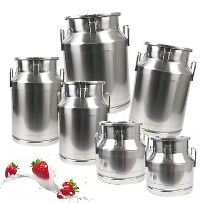 12-60L Stainless Steel Milk Can Wine Pail Bucket Oil Milk Tote Jug With Seal Lid • $19