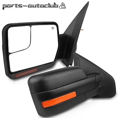 Power Heated Signal Puddle Light Side Tow Mirrors Pair For 2004-2014 Ford F-150 • $85.49