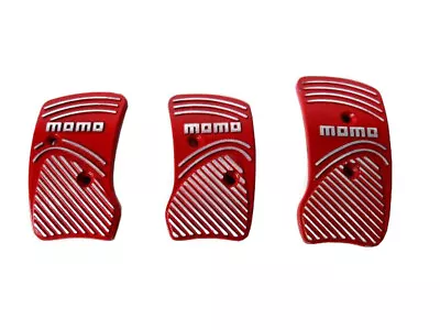 Momo Style Red Aluminum Non Slip Gas Brake Pedal Pad Covers Manual Car 3PCS • $17.40