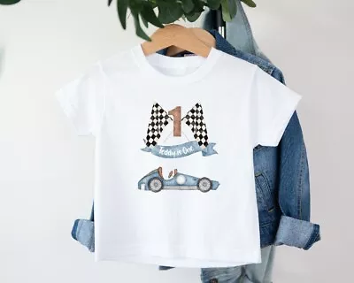 £9.99 • Buy Personalised Race Car First Birthday (Baby Vest | T-shirt| Bodysuit | Cake Smash