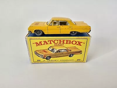 Vintage Matchbox Lesney 20c Chevrolet Impala Taxi Gpw Grey Plastic Wheels... • $1500.52