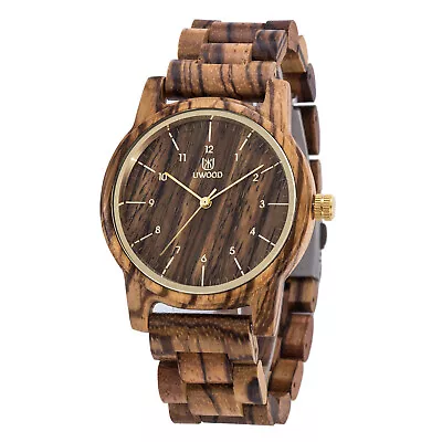 UWOOD Zebra Wood Watch For Men Handmade Men's Wooden Watch Christmas Gift • $29.98