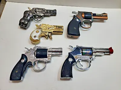 LOT OF 5 VINTAGE Gun. Pistol Revolver LIGHTERS  Collect / Fix / Display  4726/8 • $49.77