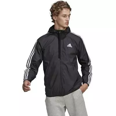 Rare Adidas Essentials Jacket Windbreaker Skateboarding Black Cal Surf Large • £76.91