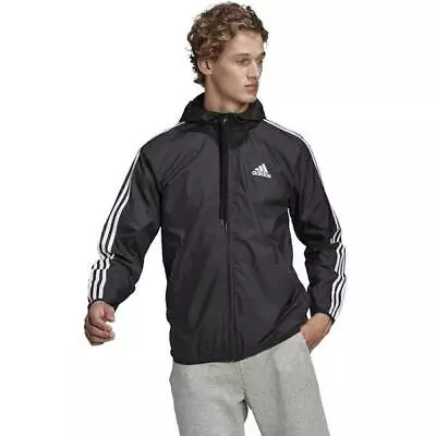 Rare Adidas Essentials Jacket Windbreaker Skateboarding Black Cal Surf XL • £55.55