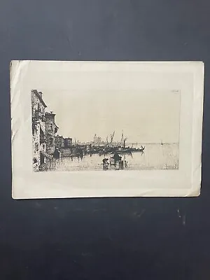1876 Adophe Appian Plate-Signed Etching Of Venice Harbor Scene • $80
