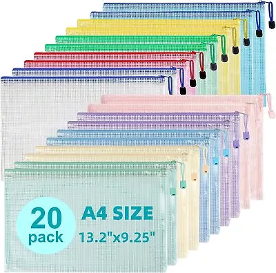 20pcs Plastic Waterproof Document Wallets Files Folder Zip Lock Bag Pouch Office • £7.59