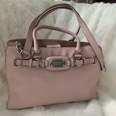 Michael Kors Hamilton Satchel Tote Bag Pink Leather Large Handbag • $129.99