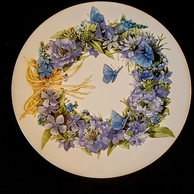 Marjolein Bastin Salad Plate Blue Skies Butterfly Wreath Retired Hallmark 1995 • $19.99