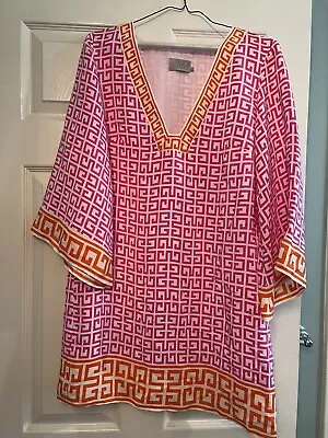 Alice & Trixie Silk  Pink & Orange Tunic Dress Sz Large • $79.99