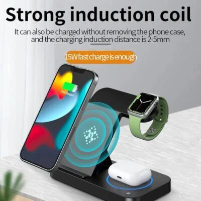 $15.15 • Buy 3 In 1 Wireless Charger Dock Charging Station For Apple Watch IPhone 14 13 12 11