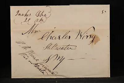 NY: Quaker Springs 1847 Stampless Cover Ms PM Instructions DPO Saratoga Co • $100