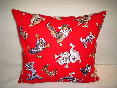 $16.50 • Buy Dogs Red Pillow Cover Canine Doxie Bulldog French Poodle Shepard Gift Handmade