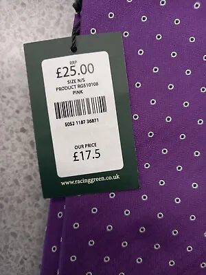 New With Tags Racing Green 10% Silk Tie Purple With Circles • £10