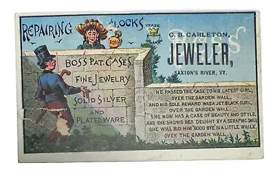 VICTORIAN JEWELERS TRADE CARD BOSS POCKET WATCH CASES SAXTON’s RIVER VT B45 • $15.50