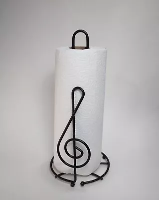 Vintage Wrought Metal Treble Clef Music Theme Kitchen Counter Paper Towel Holder • $14.99