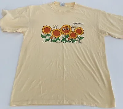 Myrtle Beach SC Vintage Cal Cru Single Stitch Sunflower Yellow Shirt Large 1123 • $13.98