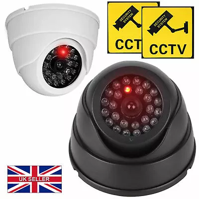 Dummy Dome Cctv Security Camera Flashing Led Indoor Outdoor Fake Cam Uk • £16.95