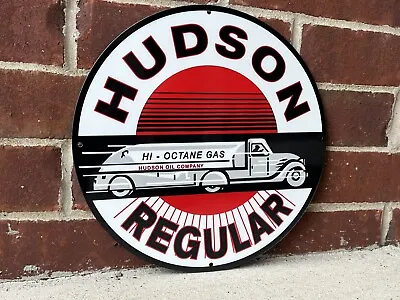 12in Hudson Regular Gasoline Oil Gas Vintage Style Heavy Steel Sign Pump Plate • $49.99