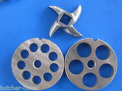 3-pc #22 Meat Grinder Disc & Knife 1/2  & 3/4  SET For Cabelas Carnivore 1.0 HP • $55.75